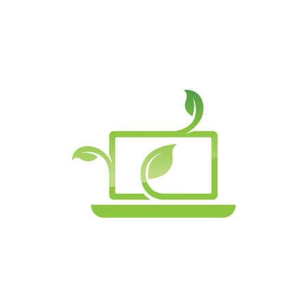 Green Technology logo designs concept, leaf technology logo design, Nature Technology Logo.のイラスト素材