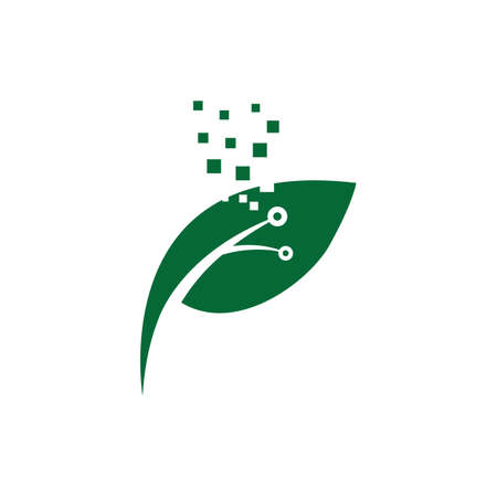 Green Technology logo designs concept, leaf technology logo design, Nature Technology Logo.のイラスト素材
