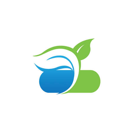 Nature health herbal medicine pharmacy logo design image vector templateのイラスト素材