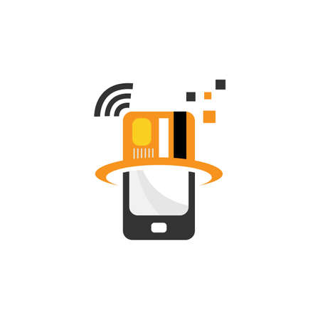 Smartphone mobile payment logo design vector. Mobile payment method illustrationのイラスト素材