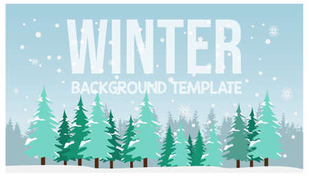 Vector illustration of a winter landscape background banner design. Winter fields landscape with falling snow illustration design imageのイラスト素材