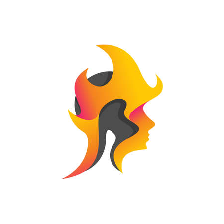 Mental head logo vector design concept. Head icon logo on fire for mental head care logo design imageのイラスト素材
