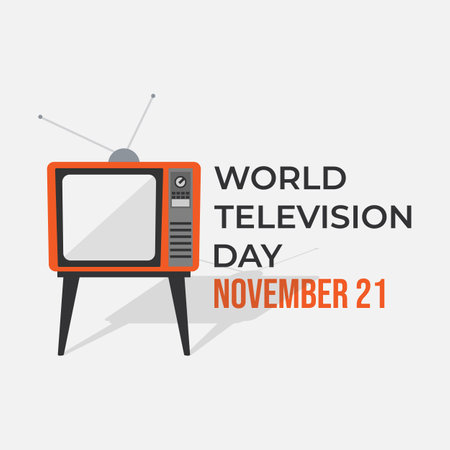 World Television Day background poster celebartion. November 21. World Television Day in vintage style poster with tv symbolのイラスト素材