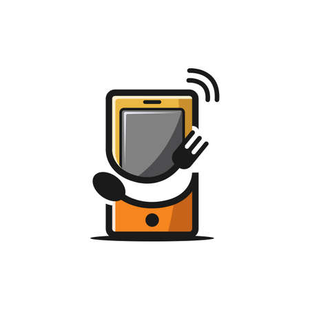 Online Food or smart apps online food flat design vector. Logo for smart mobile application food order and delevery servicesのイラスト素材