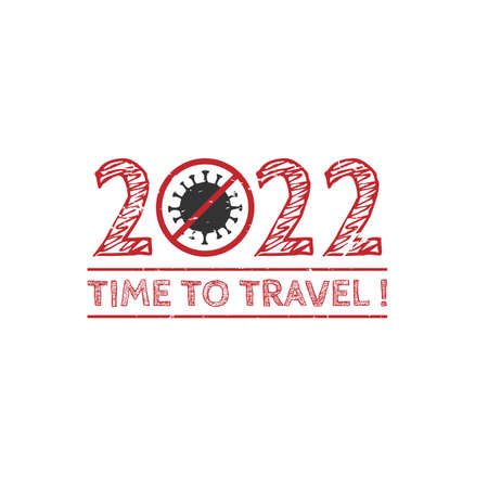 It's time to traveling grunge stamp 2022, No more covid!. Grunge rubber stamp about traveling after pandemi 2022のイラスト素材