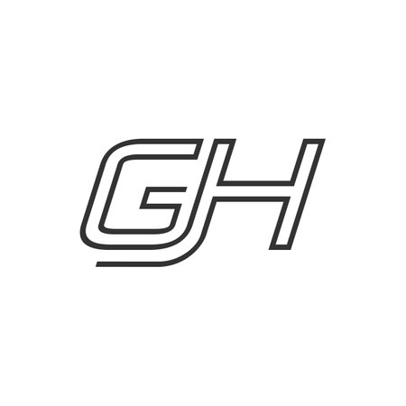 Initial GH lettering logo design vector. Creative line art logo with combination of letter G and Hのイラスト素材