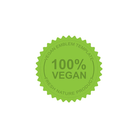 Vegan Friendly Food Icon Badge Design. Vegan Vector Illustration Symbol Stock Vector. Bio food logo. Vegan vector badge. Vegan food sign with leavesのイラスト素材