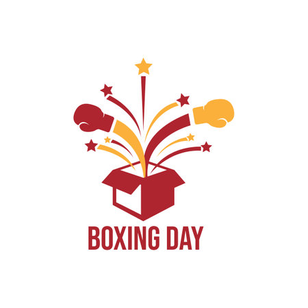 Boxing day graphic design vector image. Boxing day vector illustration.Typography combined in a shape of ribbon and text with paper art and craft styleのイラスト素材