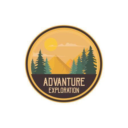 Adventure and mountain outdoor vintage logo template, badge or emblem style Pro Vector. Mountain Logo Outdoor Adventure, Badges, Banners, Emblem Pro Vectorのイラスト素材