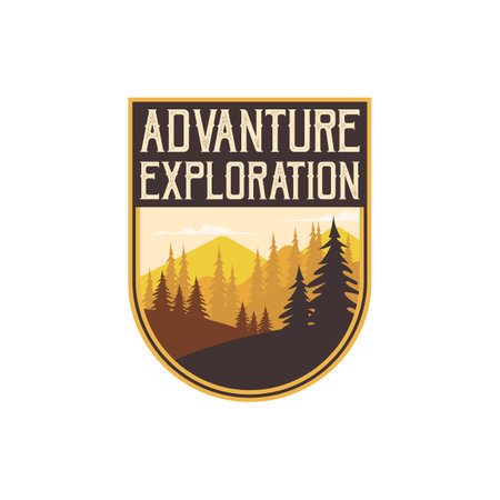 Adventure and mountain outdoor vintage logo template, badge or emblem style Pro Vector. Mountain Logo Outdoor Adventure, Badges, Banners, Emblem Pro Vectorのイラスト素材