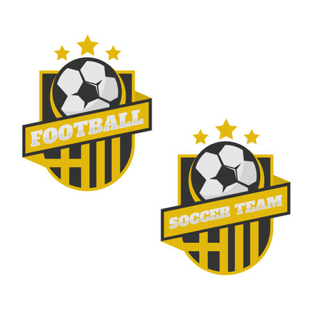 Football or soccer club logo badge vector image. Football or soccer Club Logo Template Creator for Sports Team Vectorのイラスト素材
