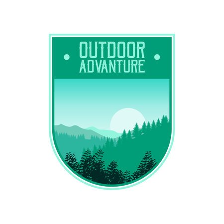 Adventure and mountain outdoor vintage logo template, badge or emblem style Pro Vector. Mountain Logo Outdoor Adventure, Badges, Banners, Emblem Pro Vectorのイラスト素材