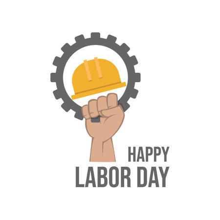 Happy labor day background. Labor Day celebration banner with text - Labor Day. Vector illustrationのイラスト素材