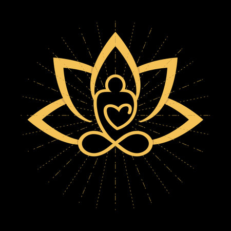 Yoga logo meditation spa beauty symbol vector image. Meditation logo beauty spa logo yoga health logoのイラスト素材