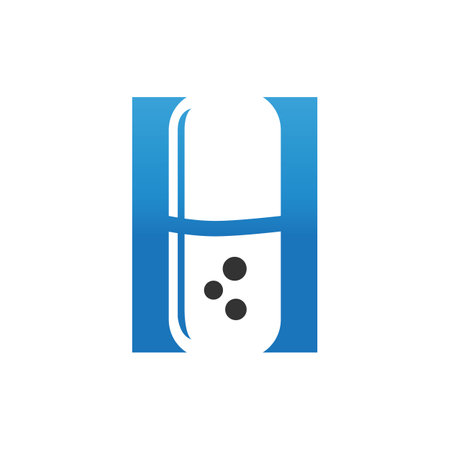 Letter H Pill or Capsule Logo Design. Illustration of letter h with pharmacy pharmacy logo pill icon concept vectorのイラスト素材