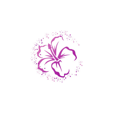 Hibiscus flower logo design icon vector fresh nature blooming illustration. hibiscus logo icon vector isolated on white backgroundのイラスト素材