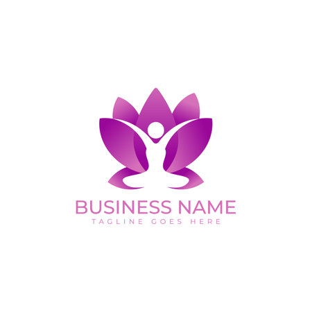 Abstract Lotus Flower and People Logo design vector yoga wellness Icon Elements Symbol. Lotus People logo. Lotus Flower Logo abstract.のイラスト素材