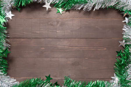 Decoration of Christmas day on the wooden background with empty space.の写真素材