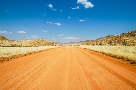 Dirt road in the Namib Desert, Namibiaの写真素材