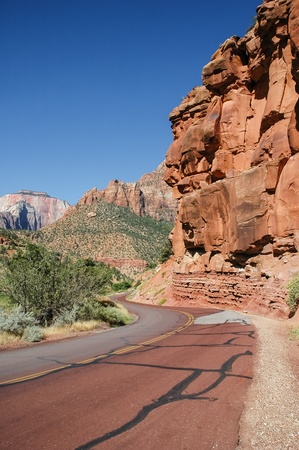 Red Road in Zion National Park, Utah, USAの写真素材
