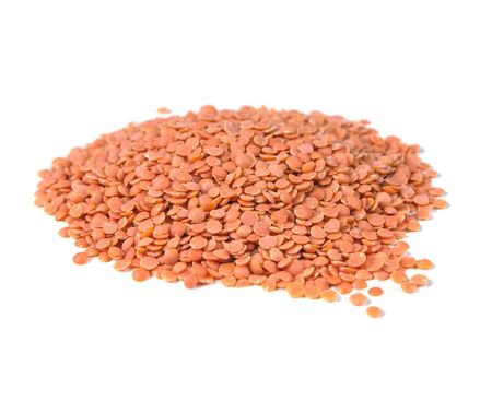 red-lentils, isolated on white backgroundの写真素材