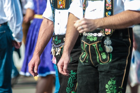 Traditional pants at the Munich Oktoberfest, Munich, Germany の写真素材