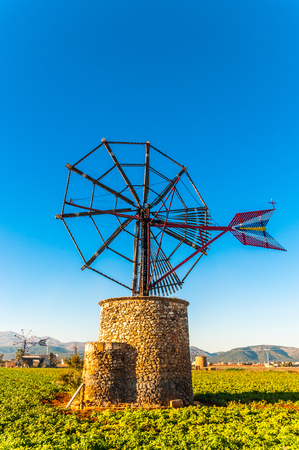 Traditional windmill on Majorcaの写真素材