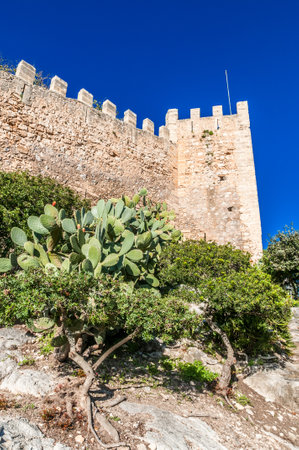 Fortress wall of Castle of Capdepera on Majorcaのeditorial素材