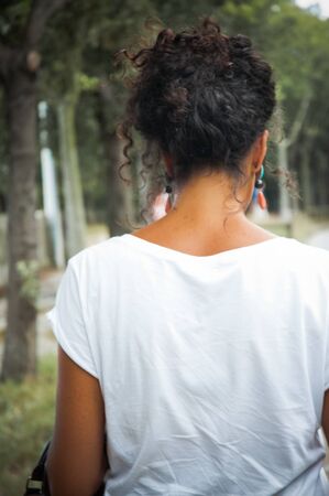Girl walking along his path