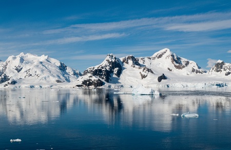 View of mountain peaks in Paradise Bay Antarctica