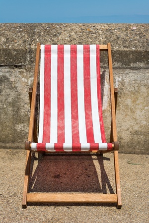 Deckchairs ready for use at a typical English seaside promenade の写真素材