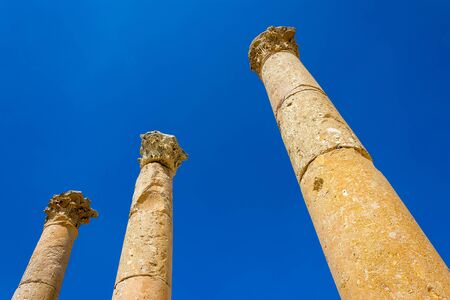 Ancient ruin at Umm Qais in Jordan closeup of pillarsの写真素材