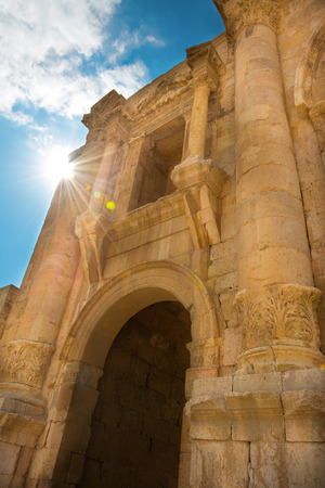 The Arch of Hadrian at Jersah in Jordanの写真素材