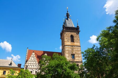 The New Town Hall buildings on Charles Square Prague in the Czech Republic.のeditorial素材