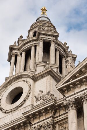 St Paul's Cathedral in London, against a cloudy blue sky. Showing the front facade by Sir Christopher Wren.の写真素材