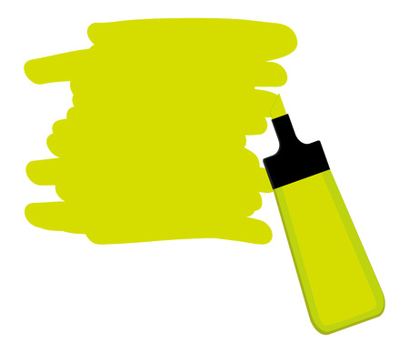 Single yellow highlighter pen with hand drawn area to highlight text.のイラスト素材