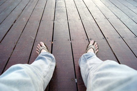 leg stretch on balcony