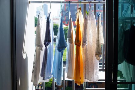 hang dry the clothes-horizontalの写真素材