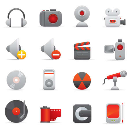 08 Multimedia Icons | Red professional icons for your website, application, or presentationのイラスト素材