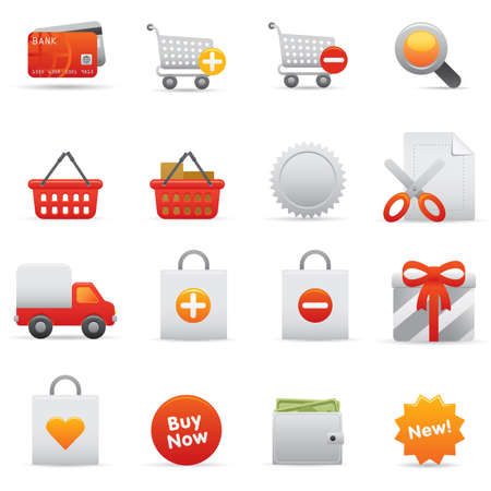 13 Shopping Icons | Red professional icons for your website, application, or presentationのイラスト素材