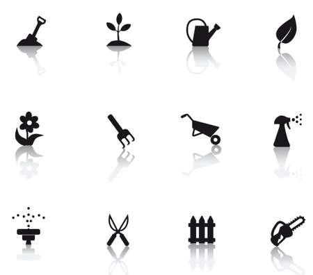 set icons featuring the principal international gardening symbolsのイラスト素材