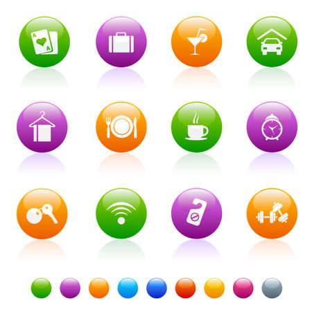 bright circular icon set, with multiple colors for easy application and issueのイラスト素材