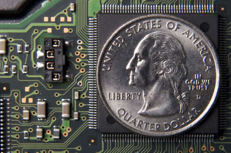 Quarter on transistorの写真素材