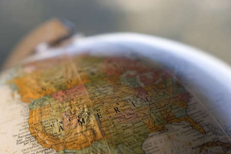 Globe close-up of USAの写真素材