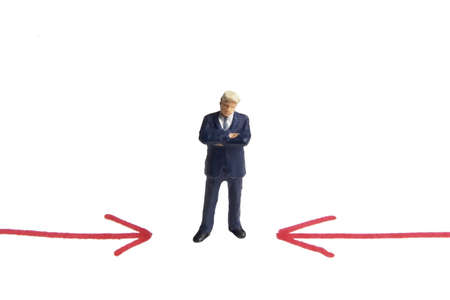 Business figures and marker on paper.の写真素材