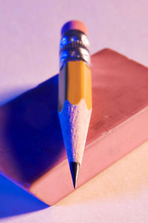 Very Short pencil and eraserの写真素材