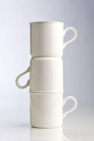 Three coffee cups stacked on top of each other. の写真素材