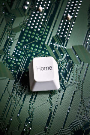 Home key on circuit boardの写真素材