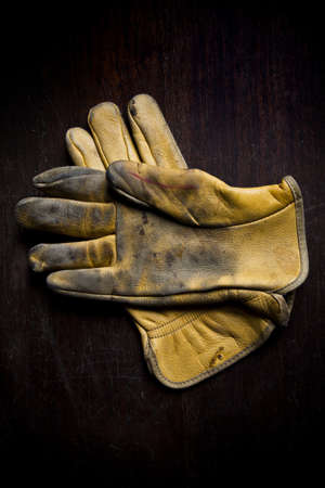 Old leather glove の写真素材