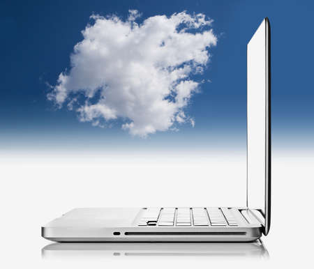 composite of a digital tablet with clouds